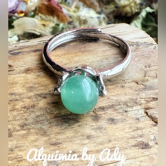 Jade silver Victorian ring adjustable - Picture 2 of 2